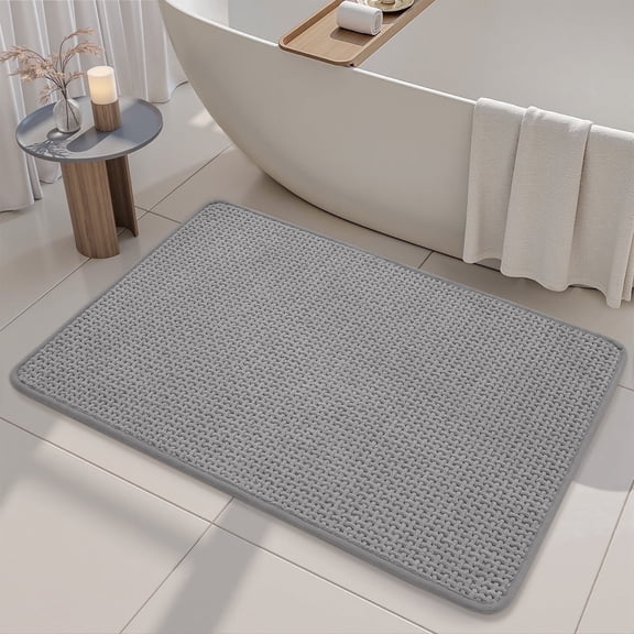 SIXHOME Bathroom Rugs Non Slip Bath Mat Chenille Soft Absorbent Quick Dry Bath Rugs for Bathroom Floor with Rubber Backing Machine Washable Bathmat Boho Bathroom Decor 17"x24" Grey