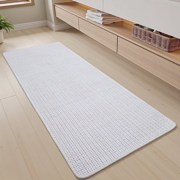 SIXHOME Bathroom Rugs Non Slip Bath Mat Chenille Soft Absorbent Quick Dry Bath Rugs for Bathroom Floor with Rubber Backing Machine Washable Bathmat Boho Bathroom Decor 17"x59" White