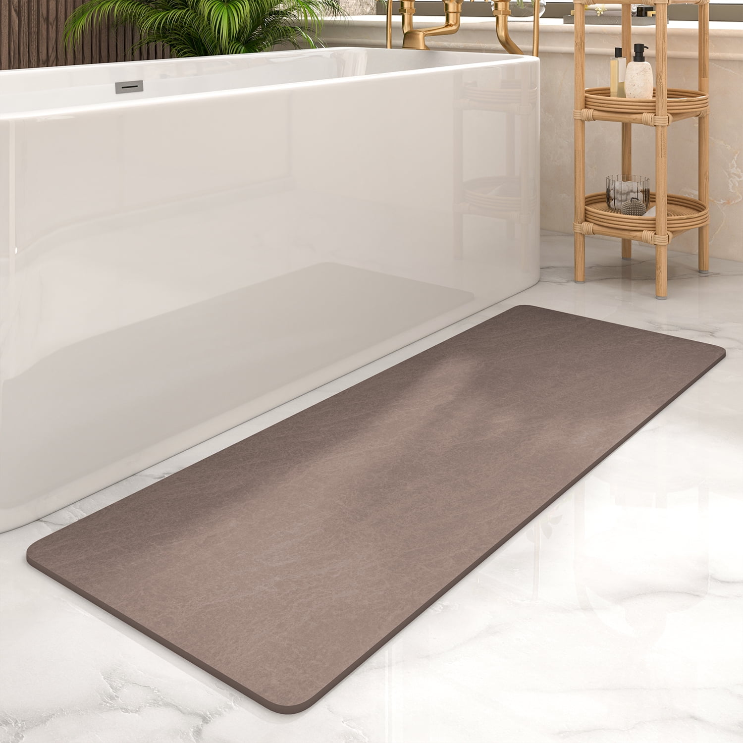 SIXHOME Bath Mats Rugs 24x 48 Quick Dry Bath Mat Brown Bath Rug Super  Absorbent Non Slip Rubber Backed Thin Bathroom Rugs Fit Under Door Washable