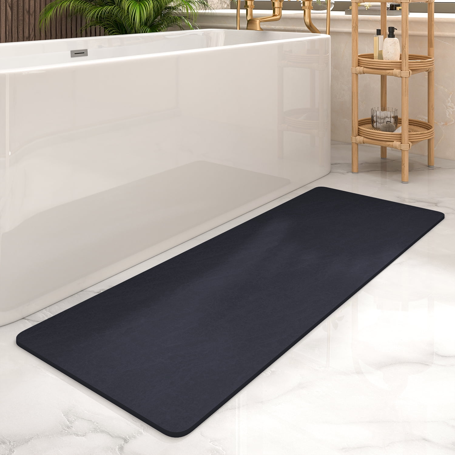 Secura Housewares Soft Microfiber Bathroom Rugs, 47 x 28 Inches Non Slip  Bath Mat for Door, Bathroom & Bedroom with Water Absorbent, Machine Washable  (Blue) - The Secura