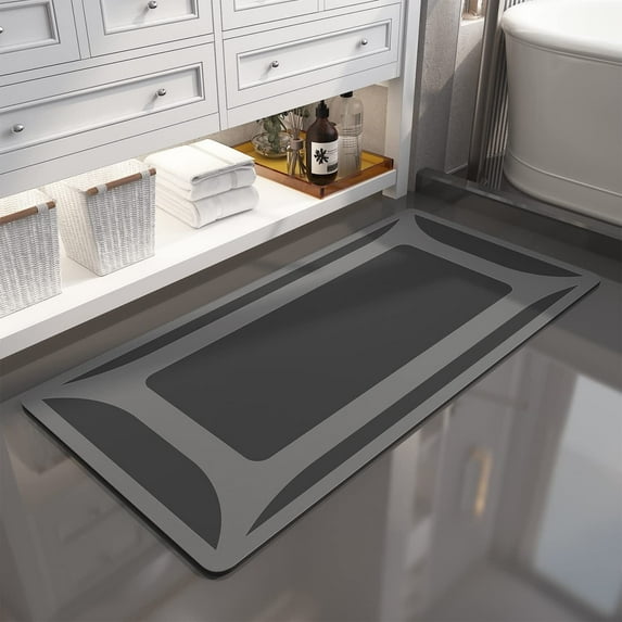 SIXHOME Bathroom Rugs Absorbent Quick Dry Bath Mat Non Slip Bath Rug with Rubber Backed Bath Mat for Bathroom Floor Low Profile Dirt Resistant Shower Rugs for Bathroom Sink Bathtub 24"x48" Dark Grey