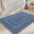 thumbnail image 1 of SIXHOME Bathroom Rugs Mat Waffle Bath Rug Super Absorbent Non Slip Bath Mat Machine Washable Rubber Backed Bathroom Mat with Tassels Ultra Soft Boho Bathroom Decor 24" x 36" Blue, 1 of 7