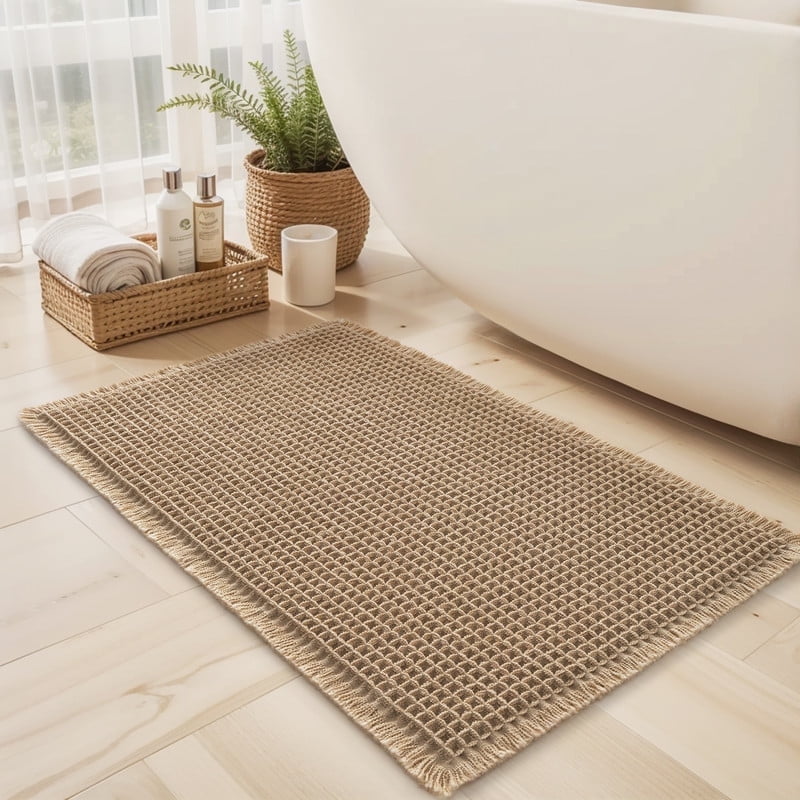 Walmart discount codes: SIXHOME Bathroom Rugs Soft Bath Mat Waffle Style Absorbent Bath Mats for Bathroom Floor Boho Non Slip Bathroom Rug Washable Bathroom Rugs and Mats 18" x 30" Brown