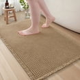 thumbnail image 1 of SIXHOME Bathroom Rugs Waffle Bath Rug Super Soft Absorbent Non Slip Bath Mat Beside Tub Rubber Backed Machine Washable Bathroom Rugs with Tassels Boho Bathroom Decor 24" x 36" Brown, 1 of 8