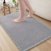 SIXHOME Bathroom Rugs Waffle Bath Rug Super Soft Absorbent Non Slip Bath Mat Beside Tub Rubber Backed Machine Washable Bathroom Rugs with Tassels Boho Bathroom 