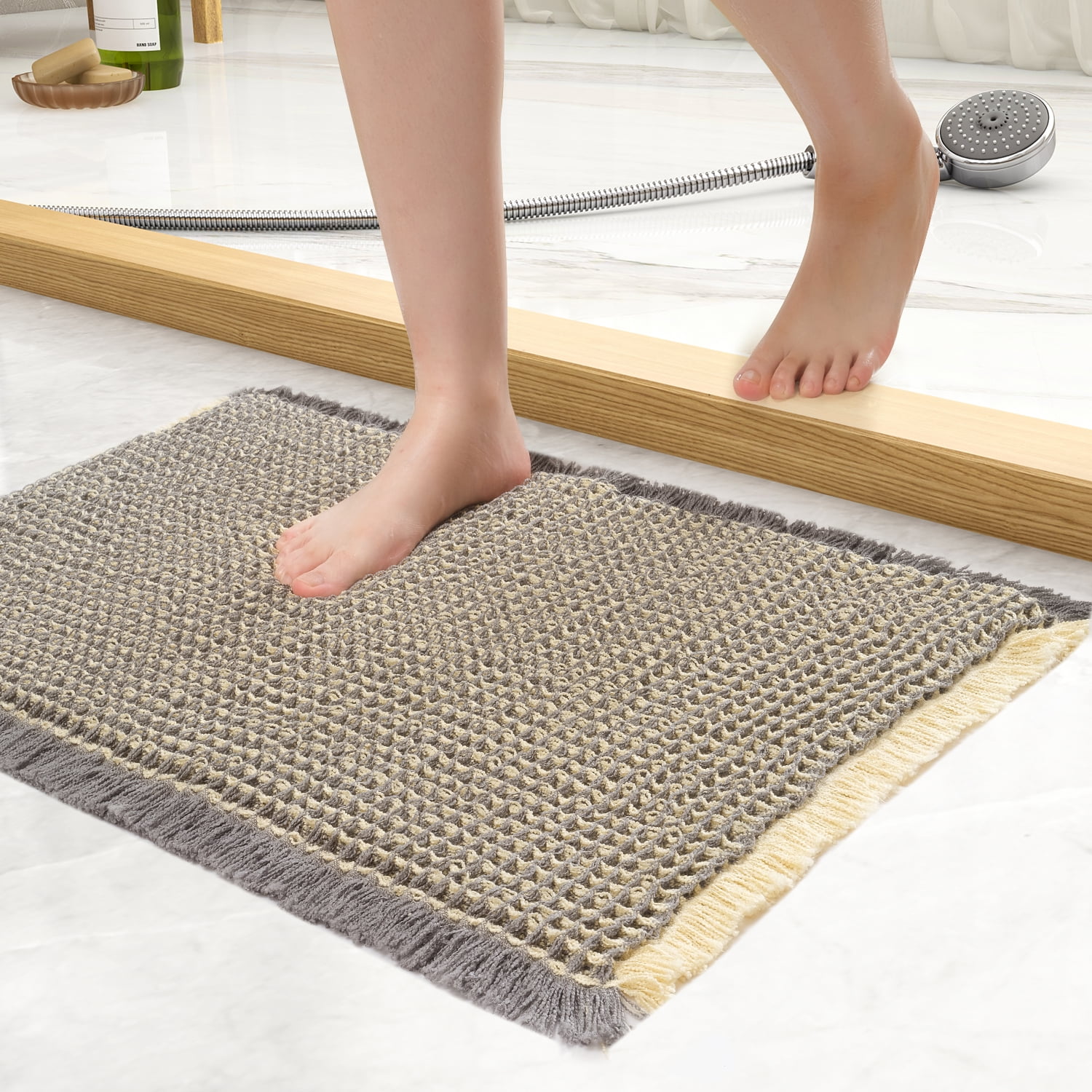 SIXHOME Bathroom Rugs, Waffle Soft Bath Mat, Super Absorbent Non Slip