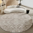 thumbnail image 1 of SIXHOME Boho Round Rugs for Living Room Washable Rugs 5Ft Circle Soft Modern Geometric Neutral Carpet Indoor Rug for Bedroom Dining Room Office Foldable Nonslip Round Rug Dark Brown, 1 of 5