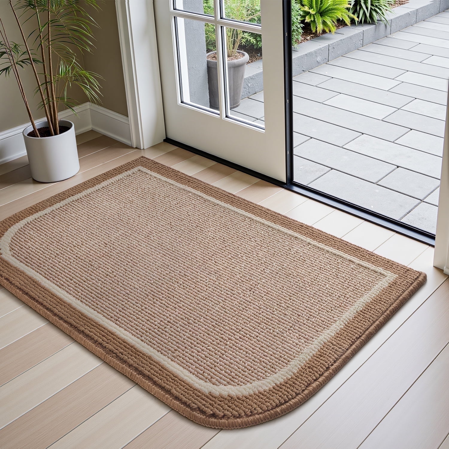 SIXHOME Door Mat Welcome Mat 24"x47" Non-Slip Front Door Mat Absorbent Low Profile Dirt Trapper Indoor Door Mat Ouside Entryway Rug Soft Machine Washable Floor Mat Brown