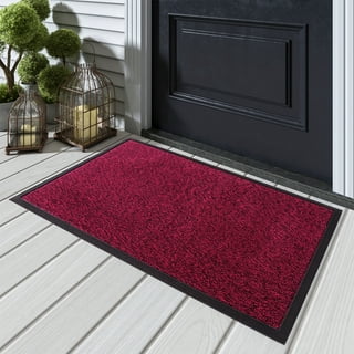 Yipa Entrance Rug for Front Door Inside, Half Round Front Door Mat with Non  Slip Rubber Backing, Absorbent Mud and Snow Magic Dirts Trapper Mats, 18 x  30 inch, Red 