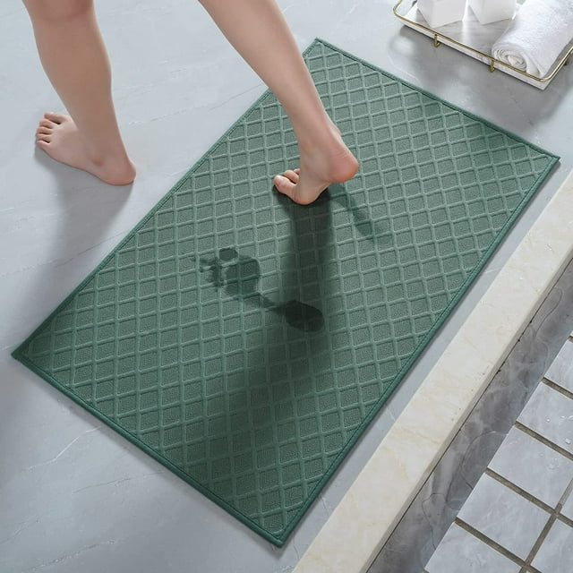 SIXHOME Green Bathroom Rugs Ultra Thin Rubber Non Slip Bath Mat Quick