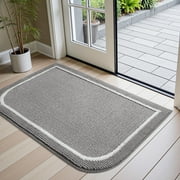 SIXHOME Indoor Doormat 17"x30" Non-Slip Front Back Door Mat Absorbent Soft Welcome Mat Low Profile Dirt Trapper Floor Door Rug for Inside Entryway Rug Machine Washable Outdoor Doormat Gray