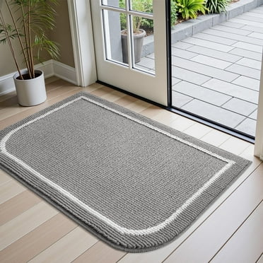 SIXHOME Indoor Doormat 20"x32" Non-Slip Front Back Door Mat Absorbent Soft Welcome Mat Low Profile Dirt Trapper Floor Door Rug for Inside Entryway Rug Machine Washable Outdoor Doormat Gray