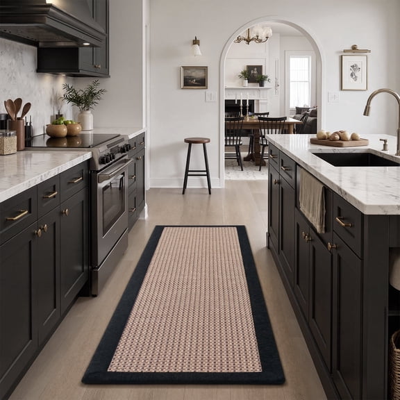 SIXHOME Kitchen Runner Rugs 20"x71" Long Non-Skid Kitchen Mat, Washable Hallway Rug for Kitchen, Absorbent Twill Kitchen Decor Mat Black Brown