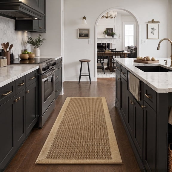 SIXHOME Kitchen Runner Rugs 20"x71" Long Non-Skid Kitchen Mat, Washable Hallway Rug for Kitchen, Absorbent Twill Kitchen Decor Mat Brown Beige