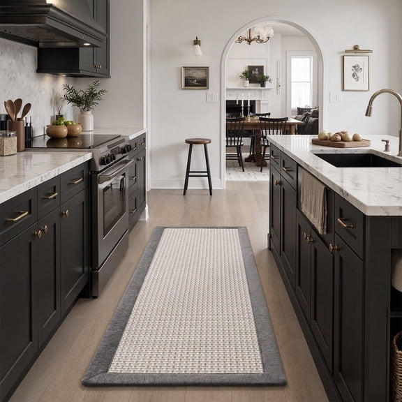 SIXHOME Kitchen Runner Rugs 20"x71" Long Non-Skid Kitchen Mat, Washable Hallway Rug for Kitchen, Absorbent Twill Kitchen Decor Mat Gray Brown