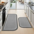 thumbnail image 1 of SIXHOME 2-Piece Non-Slip Kitchen Rugs, Washable Twill Half Circle Mats 20"x32" & 20"x47", Gray for Sink, Laundry, 1 of 7
