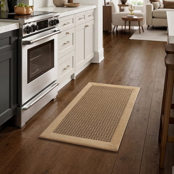 SIXHOME Kitchen Rugs 20"x32" Non-Slip Kitchen Mat, Washable Absorbent Small Throw Rug for Kitchen Floor, Twill Decor Mats in Brown Beige