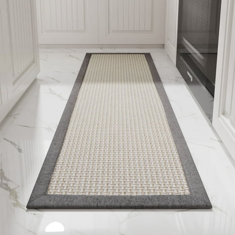 SIXHOME Kitchen Rugs 20"x32" Non-Slip Kitchen Mat, Washable Absorbent Small Throw Rug for Kitchen Floor, Twill Decor Mats in Gray Brown