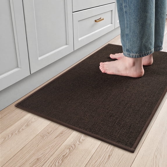 SIXHOME Washable Kitchen Rug, Absorbent Non-Slip Woven Floor Mat, 20"x32", Dark Brown, Rugs for Sink, Laundry, Hallway, Bathroom