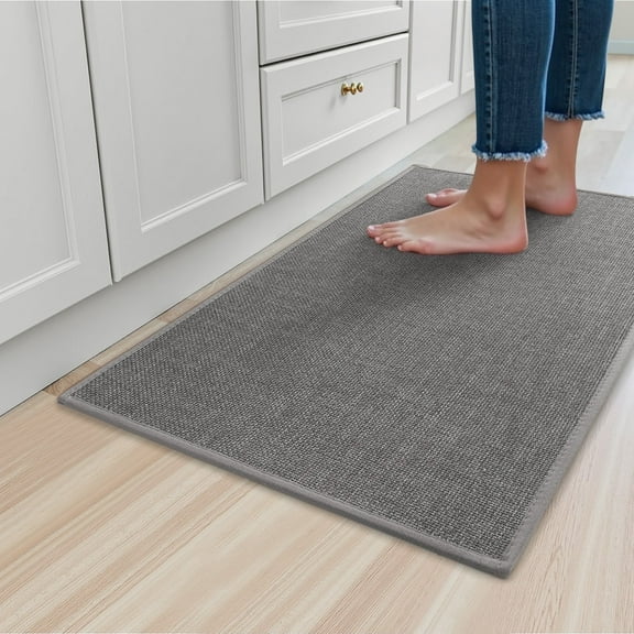 SIXHOME Washable Kitchen Rug, Absorbent Non-Slip Woven Floor Mat, 20"x32", Gray, Small Rugs for Sink, Laundry, Hallway, Bathroom