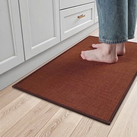 SIXHOME Washable Kitchen Rug, Absorbent Non-Slip Woven Floor Mat, 20"x32", Red brick, Rugs for Sink, Laundry, Hallway, Bathroom