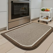 SIXHOME Non-Slip Kitchen Rug, Washable 20"x32" Twill Floor Mat, Half Circle Design for Sink, Laundry, Brown