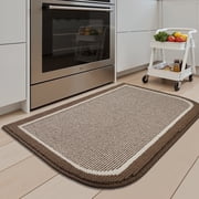 SIXHOME Non-Slip Kitchen Rug, Washable 20"x32" Twill Floor Mat, Half Circle Design for Sink, Laundry, Brown