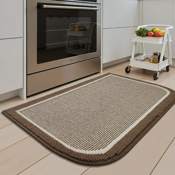 SIXHOME Non-Slip Kitchen Rug, Washable 20"x40" Twill Floor Mat, Half Circle Design for Sink, Laundry, Gray