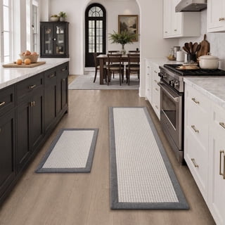 SIXHOME Kitchen Rugs and Mats Set 20"x32" and 20"x71" Non-Slip Washable Kitchen Floor Mats, Farmhouse Runner and Small Rug for Kitchen Hallway Laundry Room Decor in Gray Brown