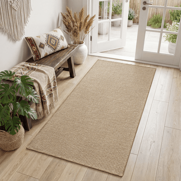 SIXHOME Jute Kitchen Mat Non Slip Kitchen Rug 24"x48" Boho Farmhouse Floor Mat for Kitchen Sink Laundry Room Indoor Natural Jute