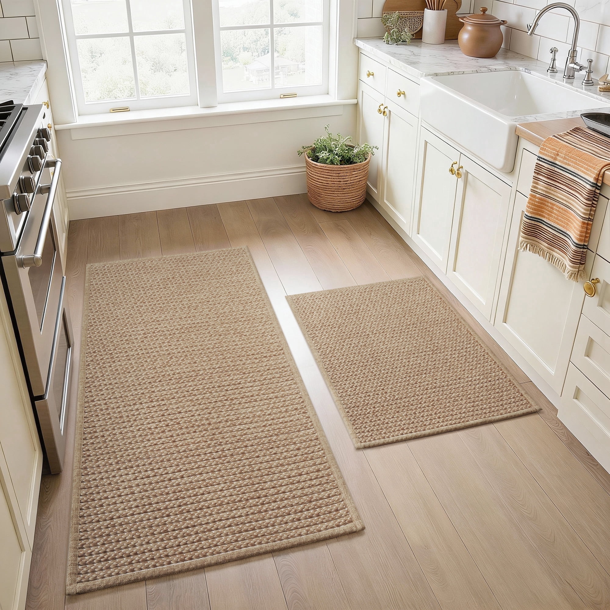 SIXHOME 2-Piece Non-Slip Kitchen Rugs, Grey, 20X32 + 20X47 Inches ...