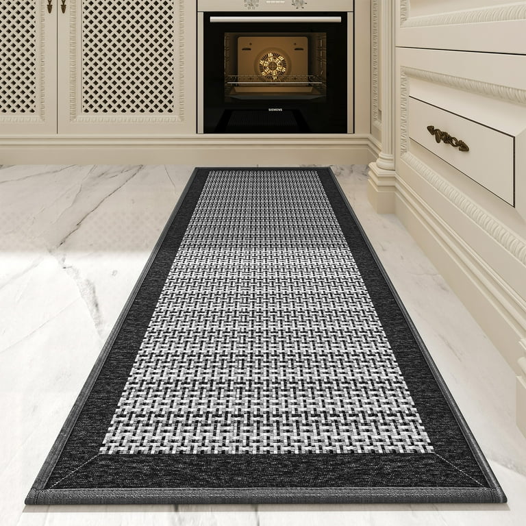 Kitchen Rugs and Mats Non Skid Washable - Farmhouse Black Kitchen Runner  Rug Washable - Fall Kitchen Mats Rubber Kitchen Mats for Floor Non Slip