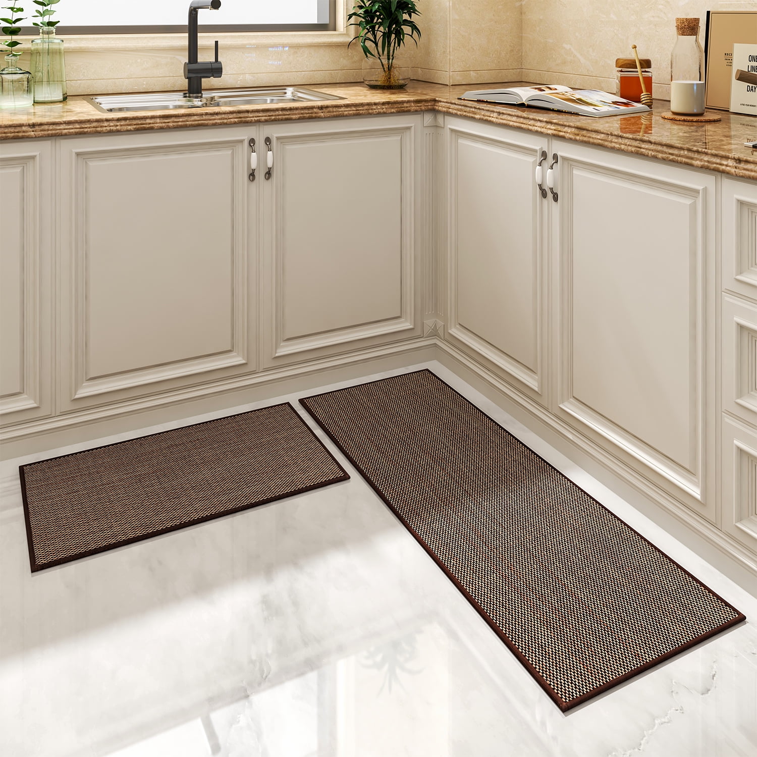 Rubber Kitchen Mats For Floor Non Skid - Jute Weave Long Hallway Runner  Rugs Laundry Room Rugs Absorbent Kitchen Sink Floor Mats - Waterproof Fall