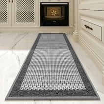 SIXHOME Kitchen Runner Rug Non Skid Washable 20"x47" Kitchen Rugs and Mats Farmhouse Style Weave Kitchen Mat Absorbent Rubber Runner Rug for Kitchen in Front of Sink Grey Kitchen Rugs
