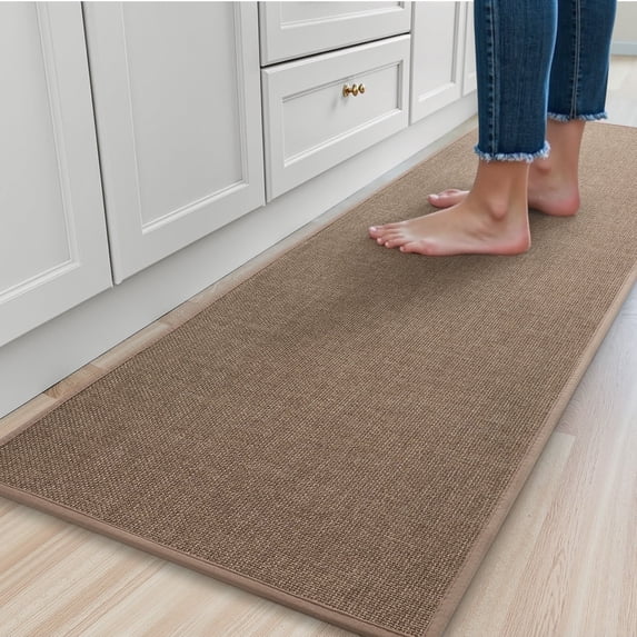 SIXHOME Washable Kitchen Rug, Absorbent Non-Slip Woven Floor Mat, 20"x95", Brown, Small Rugs for Sink, Laundry, Hallway, Bathroom