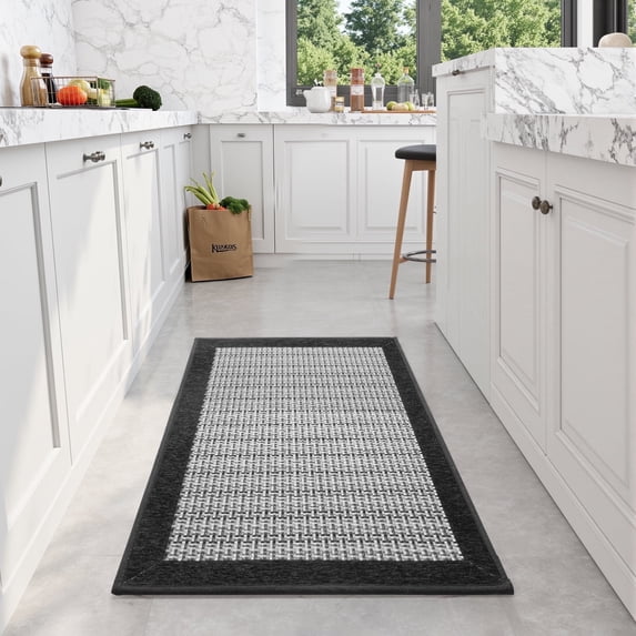 SIXHOME Non-Slip Kitchen Rug, Washable Absorbent Floor Mat, 19.7"x31.5", Black, for Sink, Laundry, Hallway