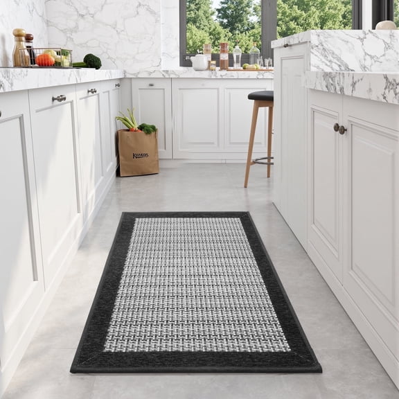 SIXHOME Non-Slip Kitchen Rug, Washable Absorbent Floor Mat, 19.7"x31.5", Black, for Sink, Laundry, Hallway