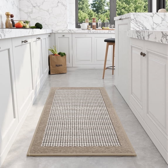 SIXHOME Non-Slip Kitchen Rug, Washable Absorbent Floor Mat, 19.7"x31.5", Brown, for Sink, Laundry, Hallway