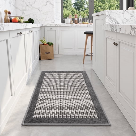 SIXHOME Non-Slip Kitchen Rug, Washable Absorbent Floor Mat, 19.7"x31.5", Gray, for Sink, Laundry, Hallway