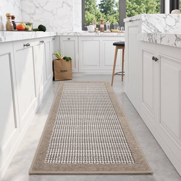 SIXHOME Non-Slip Kitchen Rug, Washable Absorbent Floor Mat, 19.7"x47.2", Brown, for Sink, Laundry, Hallway