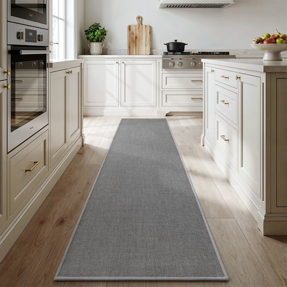 SIXHOME Washable Kitchen Rug, Absorbent Non-Slip Woven Floor Mat, 20"x95", Gray, Small Rugs for Sink, Laundry, Hallway, Bathroom