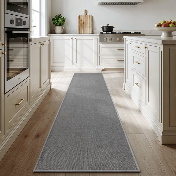SIXHOME Washable Kitchen Rug, Absorbent Non-Slip Woven Floor Mat, 20"x95", Gray, Small Rugs for Sink, Laundry, Hallway, Bathroom
