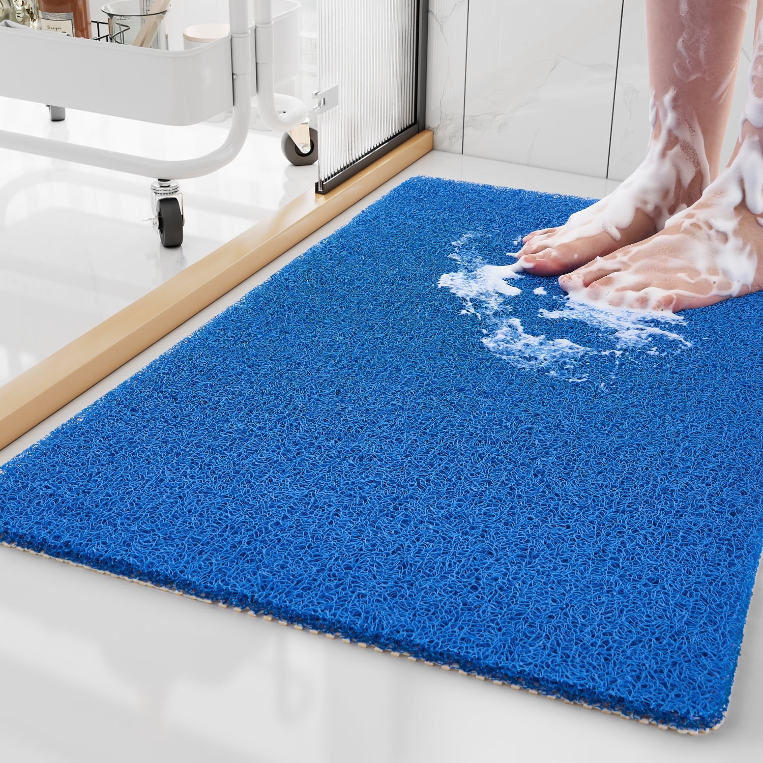 SIXHOME Non Slip Shower Mat 16"x24" PVC Loofah Shower Mats for Bathtub Quick Drying Shower Floor ...