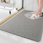 SIXHOME Non Slip Shower Mat 17"x30" PVC Loofah Shower Mats for Bathtub Quick Drying Shower Floor Mat with Comfortable Textured Surface Easy Cleaning Shower Mat for Shower Stall Gray