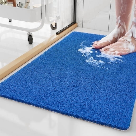 SIXHOME Non Slip Shower Mat 17"x30" PVC Loofah Shower Mats for Bathtub Quick Drying Shower Floor Mat with Comfortable Textured Surface Easy Cleaning Shower Mat for Shower Stall Blue