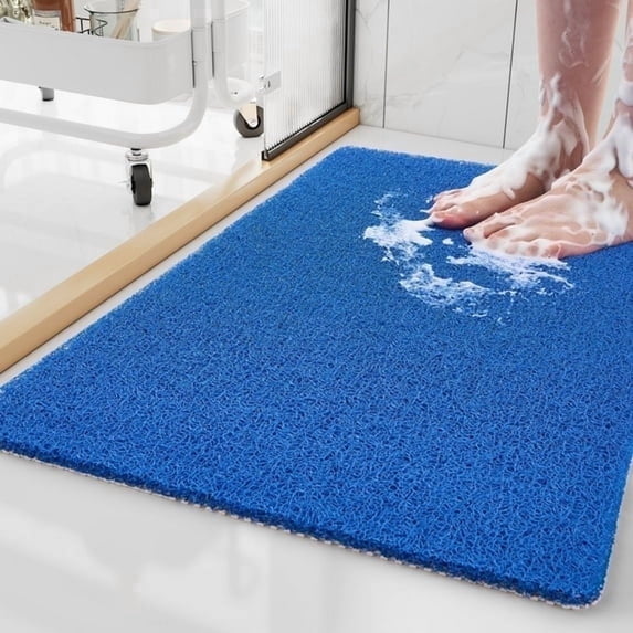 SIXHOME Non Slip Shower Mat 17"x30" PVC Loofah Shower Mats for Bathtub Quick Drying Shower Floor Mat with Comfortable Textured Surface Easy Cleaning Shower Mat for Shower Stall Blue
