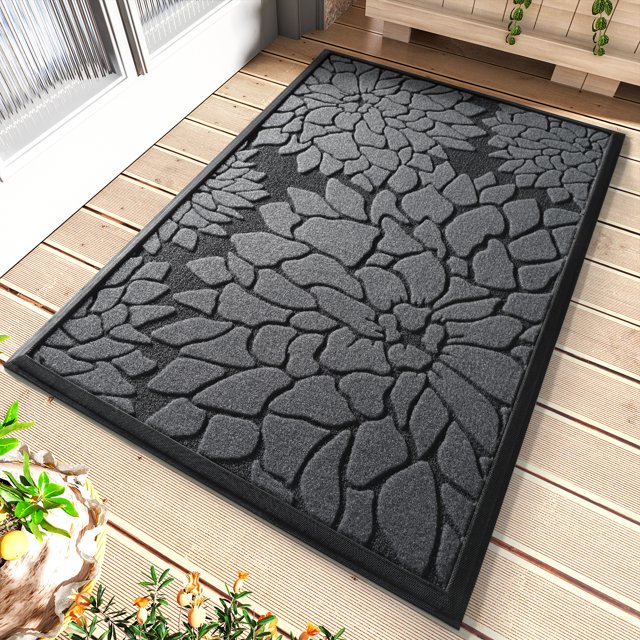 SIXHOME Outdoor Mat Non Slip 18" x 30" Front Door Mat Absorbent Rubber