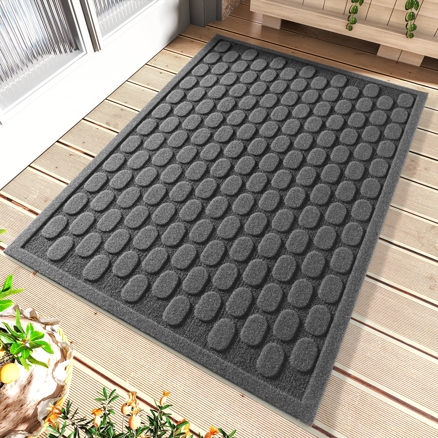 SIXHOME Outdoor Mat Non Slip 18" x 30" Front Door Mat Absorbent Rubber