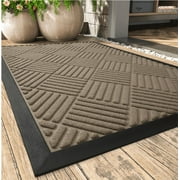 SIXHOME Outdoor Mat Non Slip Door Mat 24" x 35" Front Door Mats Absorbent Rubber Entry Rug Low Profile Dirt Trapper Checker Entrance Doormat Brown