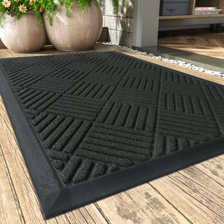 DEXI Front Door Mat, Welcome Mat Heavy Duty Durable Low Profile Outside  Doormat for Entryway, Patio, Garage, High Traffic Areas, 2'x3', Black